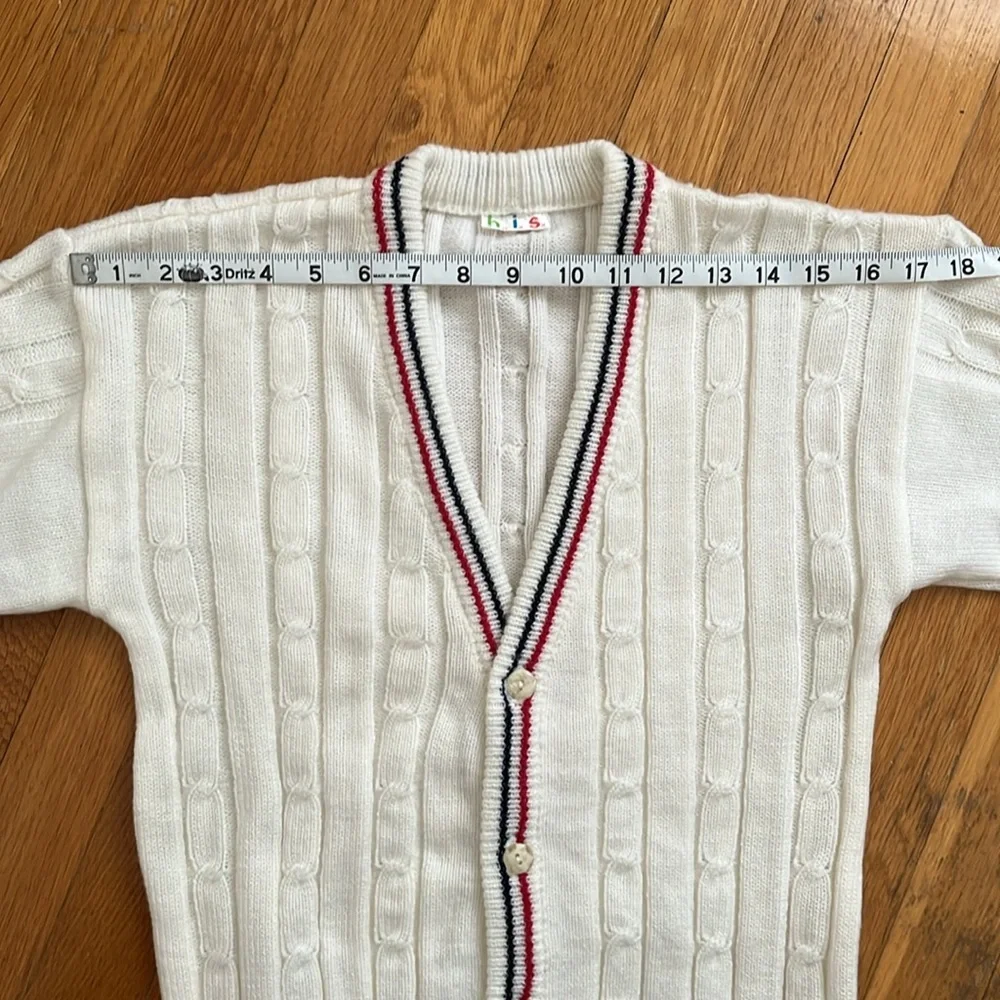 Vintage Cream Cardigan with Red and Black Trim - Picture 8 of 12